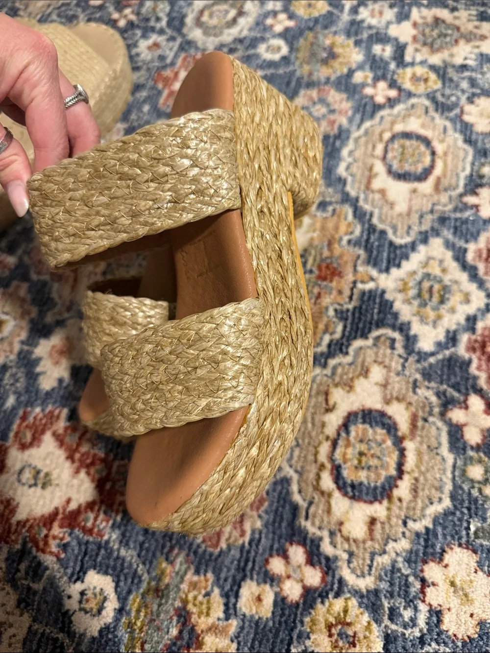 Beach by Matisse Natural Woven Platform Slide Sandals - Neutral Straw